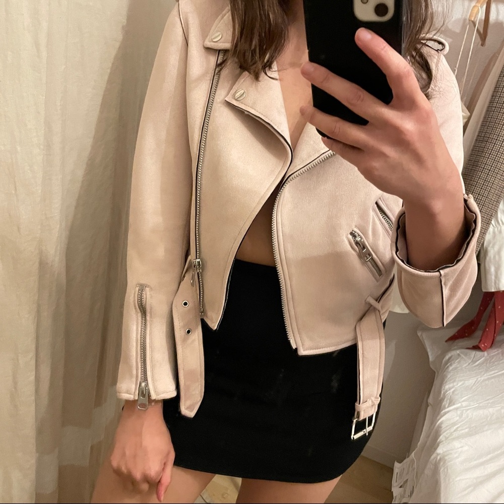Dusty pink, light pink Zara moto jacket. Only worn once